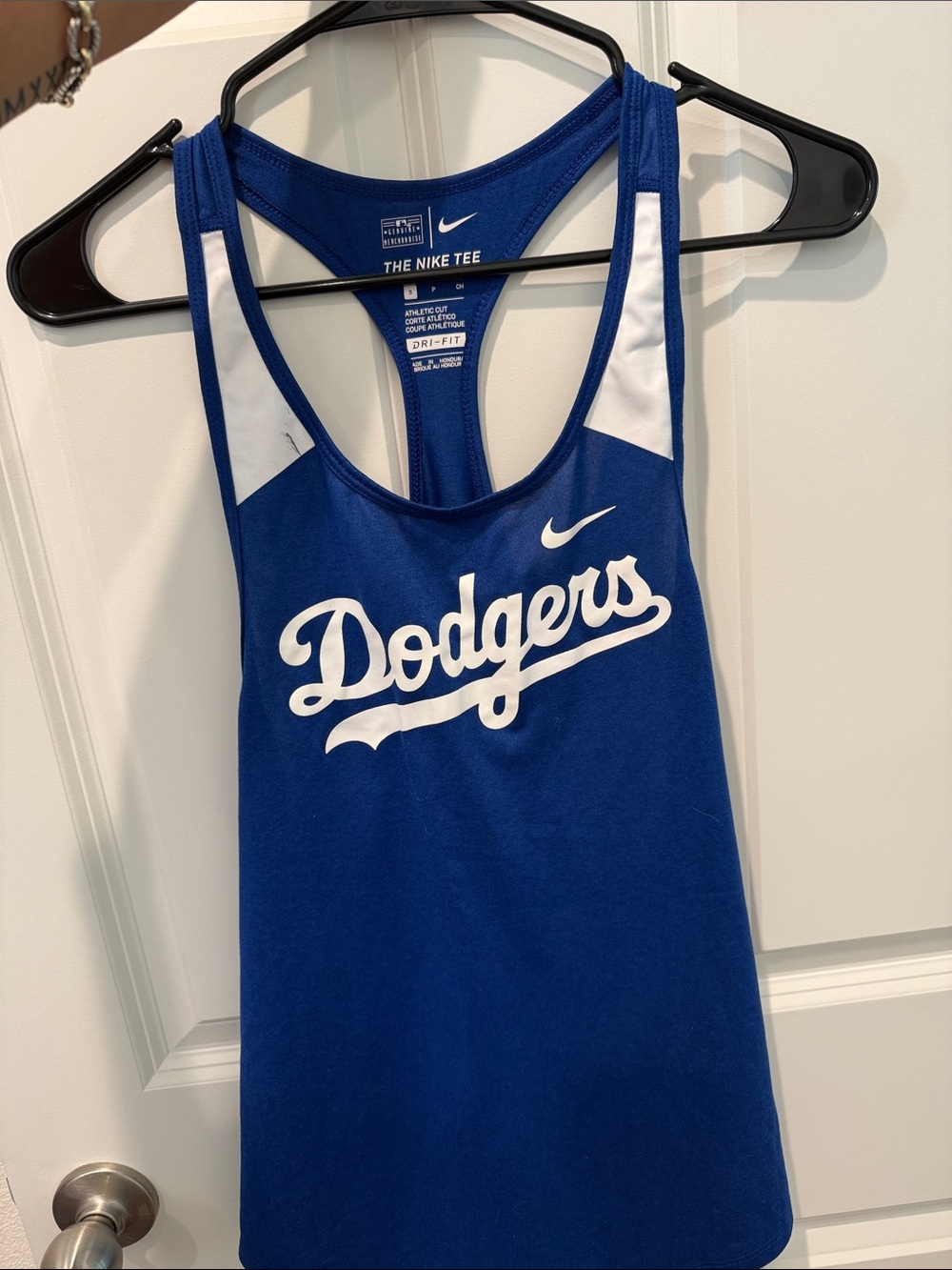 Nike Blue and White Dodgers Tank Top